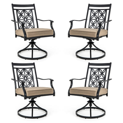 2 Pieces Patio Swivel Chairs with Blossom Pattern Backrest and Cushions, Black Patio Dining Chairs   at Gallery Canada