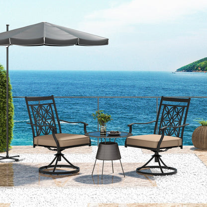 2 Pieces Patio Swivel Chairs with Blossom Pattern Backrest and Cushions, Black Patio Dining Chairs   at Gallery Canada