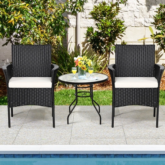 2 Pieces Patio Wicker Chairs with Cozy Seat Cushions, Black Patio Dining Chairs   at Gallery Canada