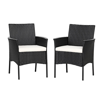 2 Pieces Patio Wicker Chairs with Cozy Seat Cushions, Black Patio Dining Chairs   at Gallery Canada