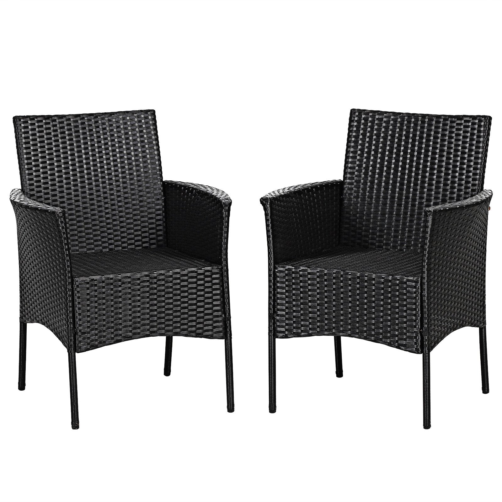 2 Pieces Patio Wicker Chairs with Cozy Seat Cushions, Black Patio Dining Chairs   at Gallery Canada