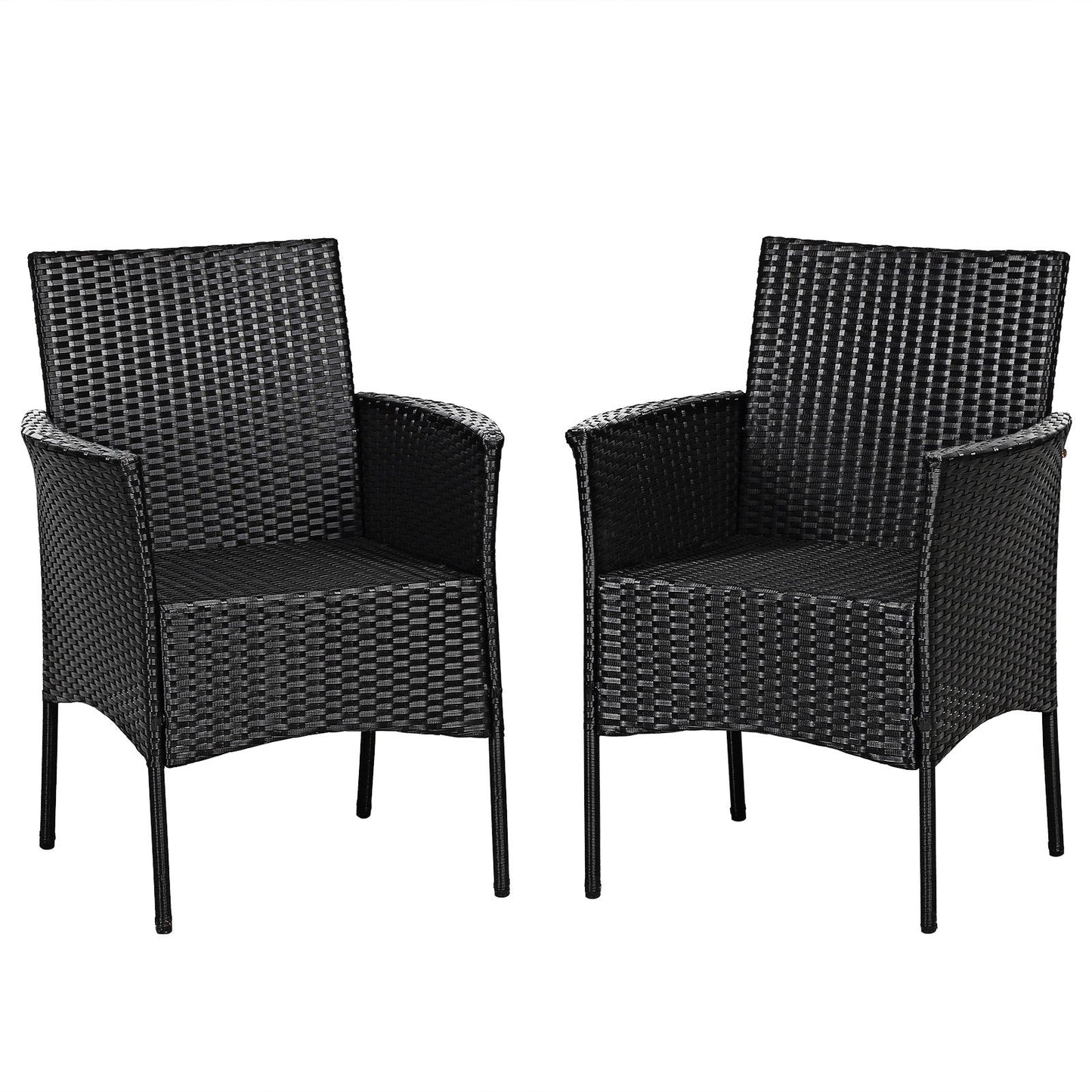 2 Pieces Patio Wicker Chairs with Cozy Seat Cushions, Black Patio Dining Chairs   at Gallery Canada