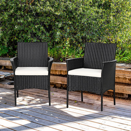 2 Pieces Patio Wicker Chairs with Cozy Seat Cushions, Black Patio Dining Chairs   at Gallery Canada