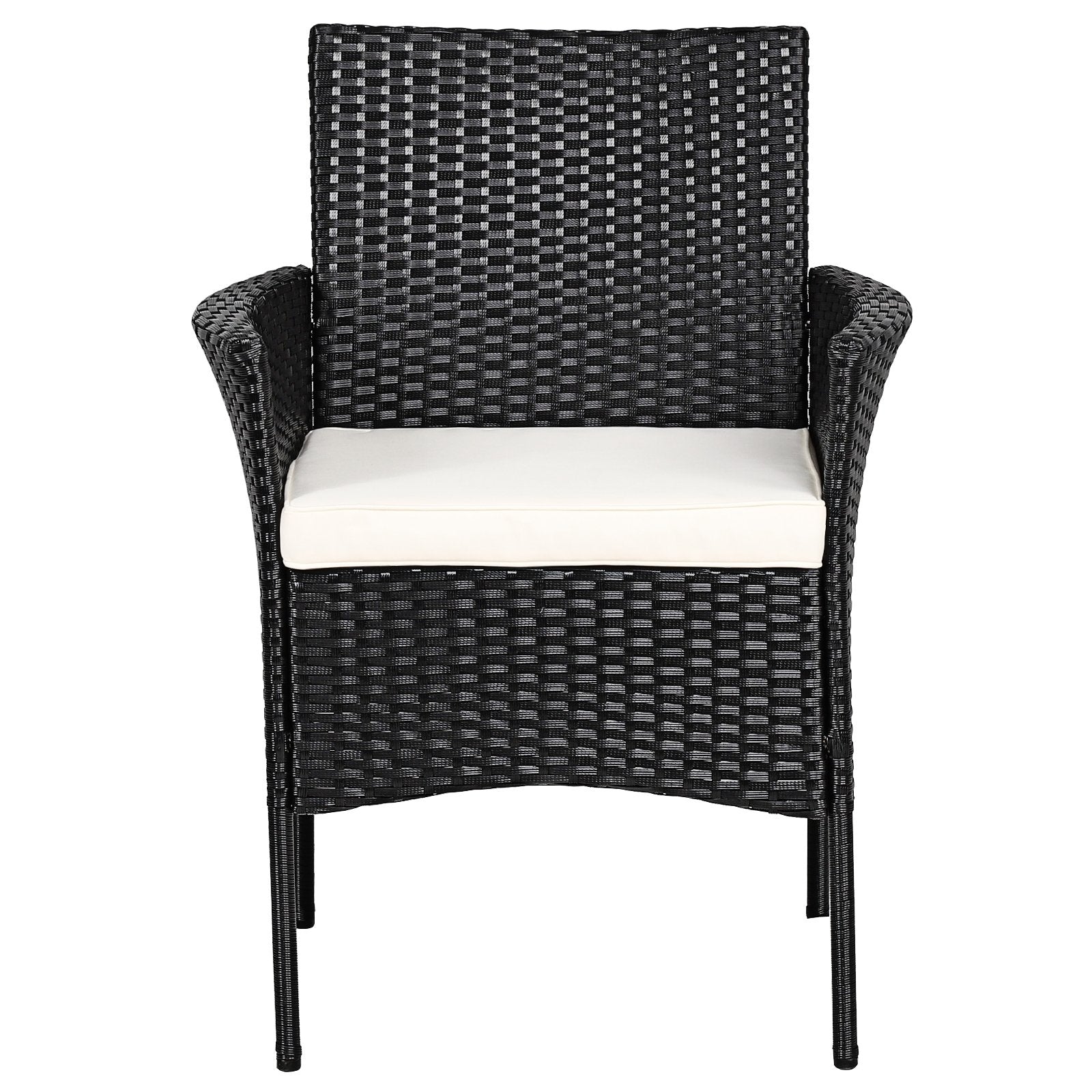 2 Pieces Patio Wicker Chairs with Cozy Seat Cushions, Black Patio Dining Chairs   at Gallery Canada