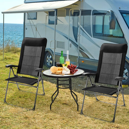 2 Pieces Portable Patio Folding Dining Chairs with Headrest Adjust for Camping , Black Patio Dining Chairs   at Gallery Canada