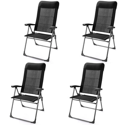 2 Pieces Portable Patio Folding Dining Chairs with Headrest Adjust for Camping , Black Patio Dining Chairs   at Gallery Canada