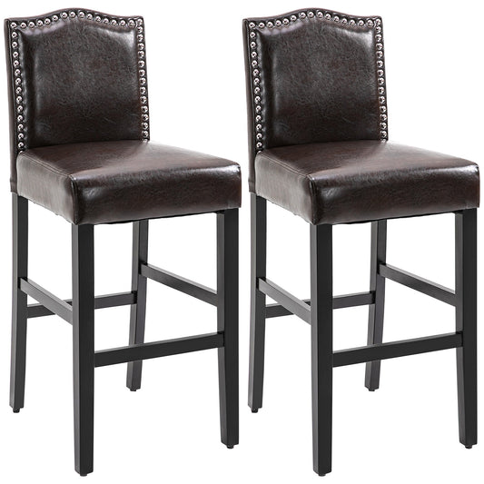 2 Pieces Retro Style Bar Stools Tall Chair with Back Footrest for Home Pub Bar Stools Espresso  at Gallery Canada