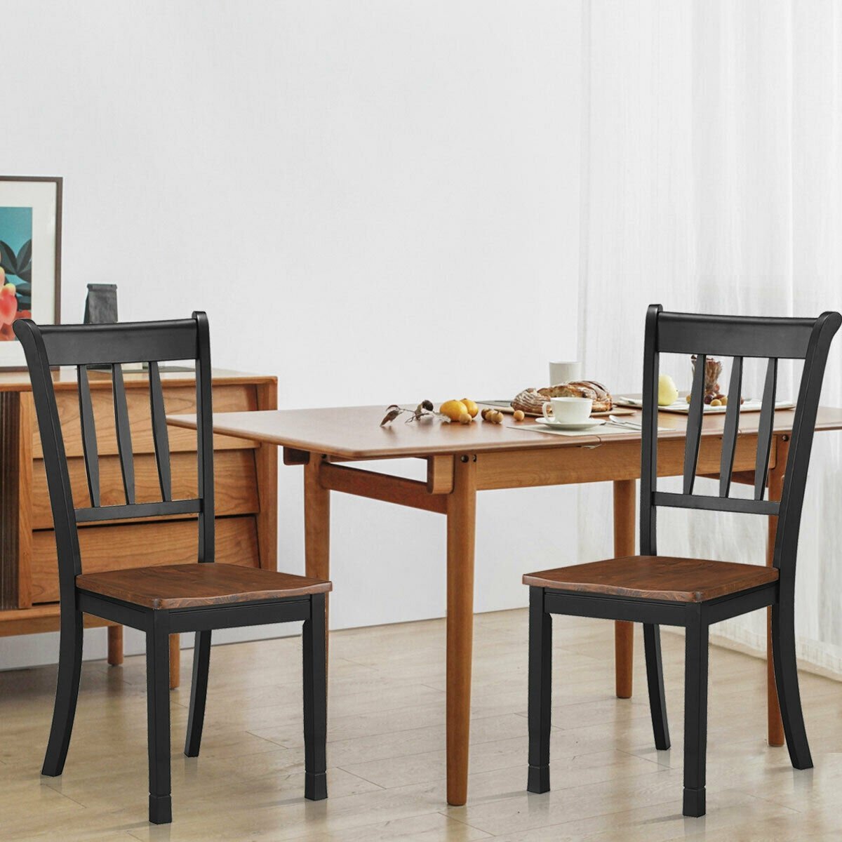 2 Pieces Solid Whitesburg Spindle Back Wood Dining Chairs, Black Dining Chairs   at Gallery Canada