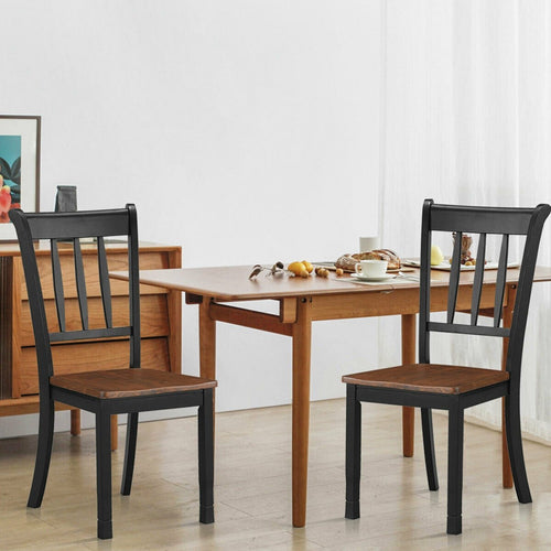 2 Pieces Solid Whitesburg Spindle Back Wood Dining Chairs, Black