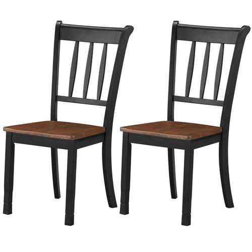 2 Pieces Solid Whitesburg Spindle Back Wood Dining Chairs, Black