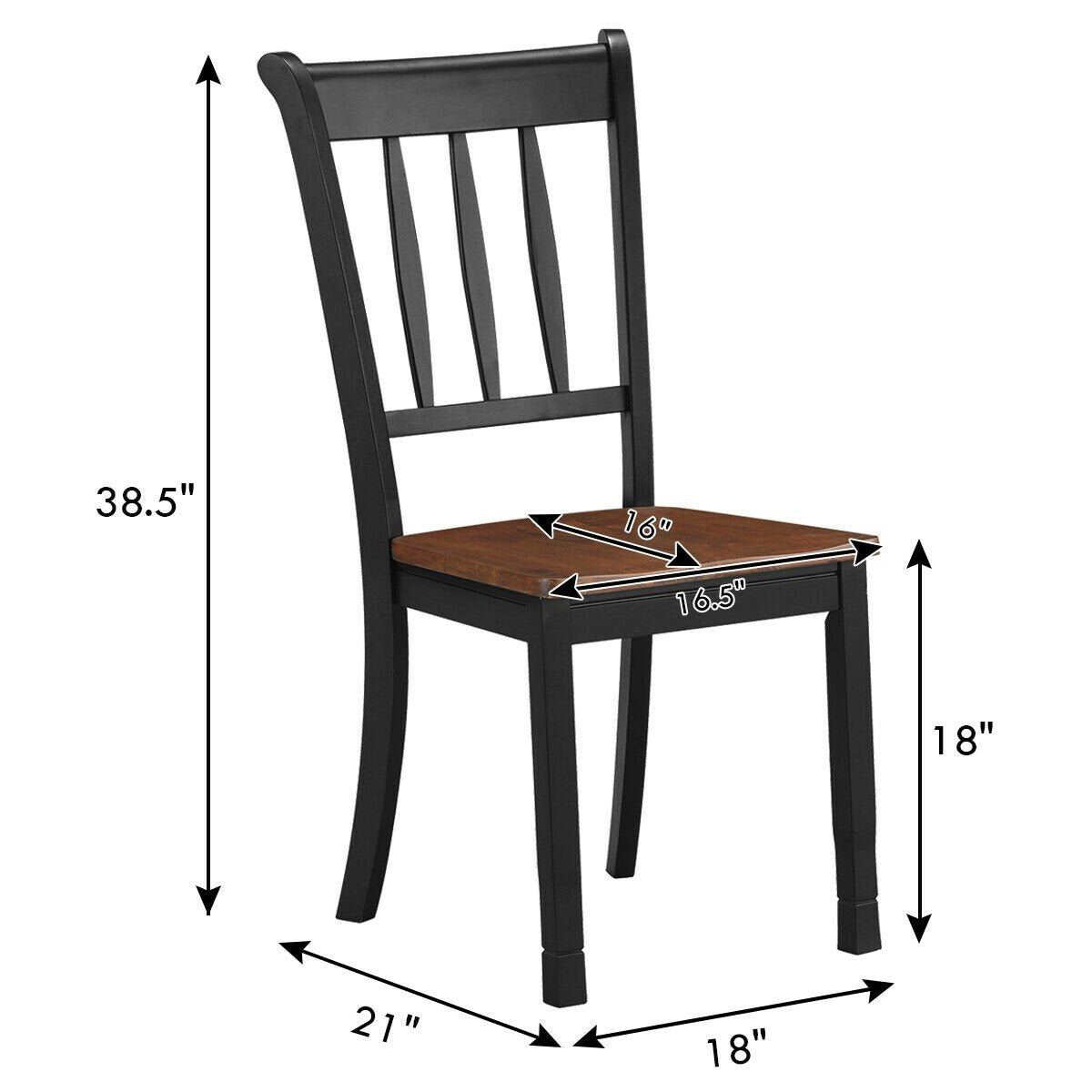 2 Pieces Solid Whitesburg Spindle Back Wood Dining Chairs, Black Dining Chairs   at Gallery Canada