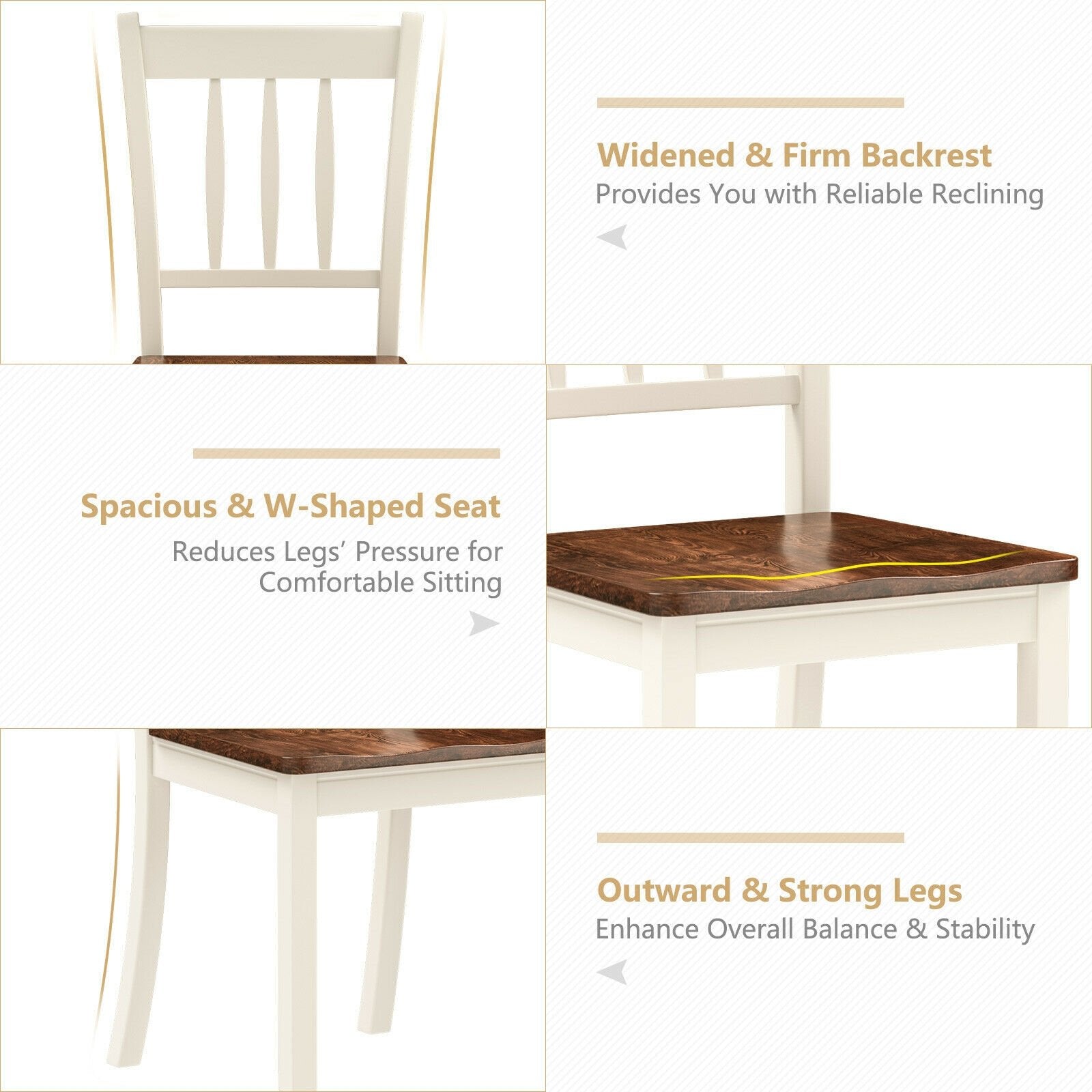 2 Pieces Solid Whitesburg Spindle Back Wood Dining Chairs, White Dining Chairs   at Gallery Canada