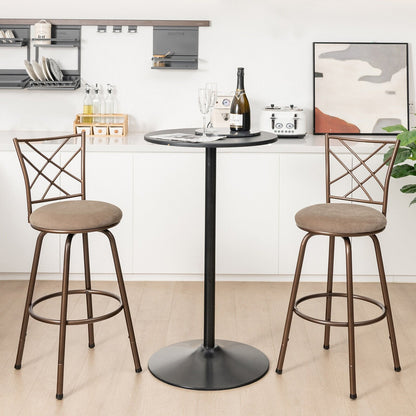 2 Pieces Swivel Pluch Fabrice Cushioned Bar Stool Set, Brown Bar Stools   at Gallery Canada