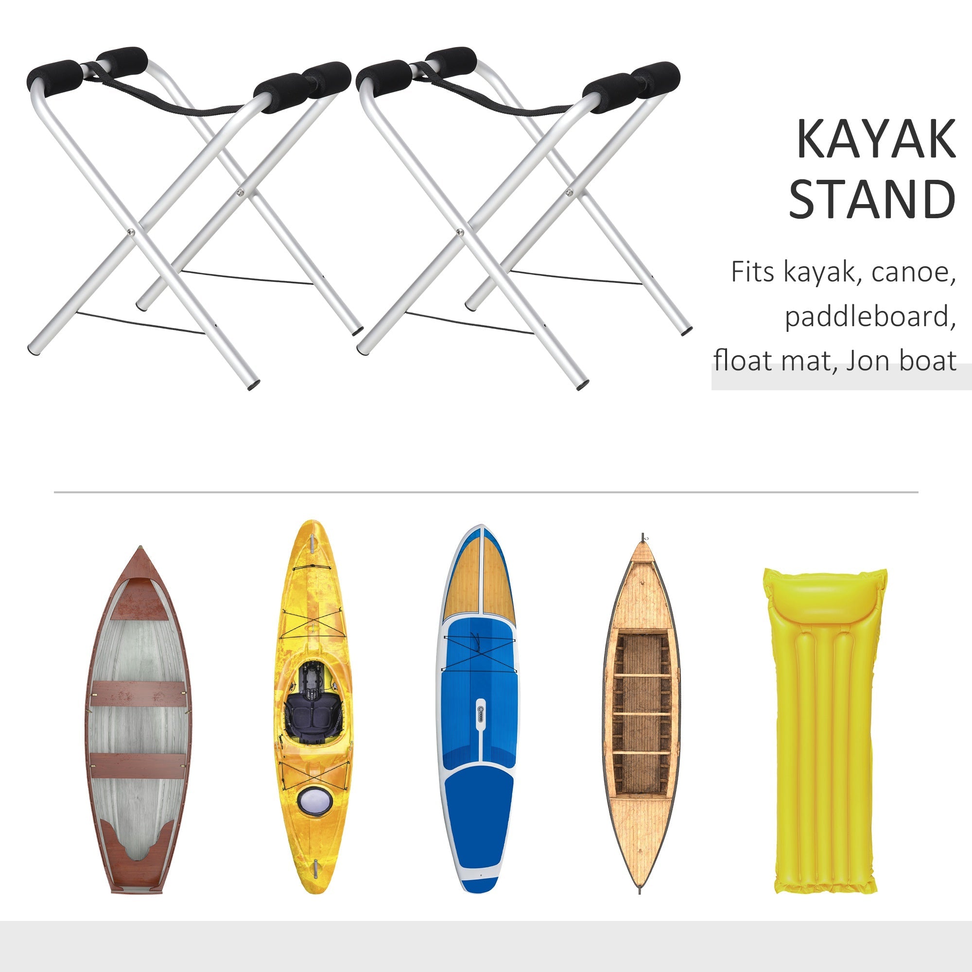 2 Pieces Universal Kayak Storage Stand &; Rack for Cleaning, Storing, &; Maintenance with Aluminum Frame &; Folding Design Kayak Carts   at Gallery Canada