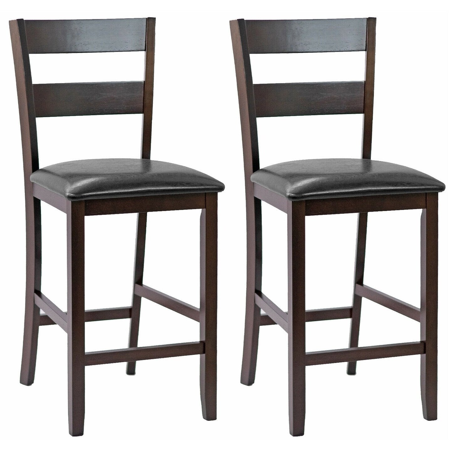 2-Pieces Upholstered Bar Stools Counter Height Chairs with PU Leather Cover, Brown Bar Stools   at Gallery Canada