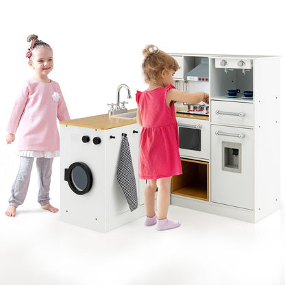 2-Pieces Wooden Kids Kitchen Playset with Light and Sound, Multicolor Play Kitchen Sets   at Gallery Canada