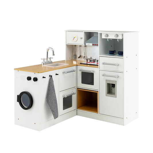 2-Pieces Wooden Kids Kitchen Playset with Light and Sound, Multicolor Play Kitchen Sets   at Gallery Canada