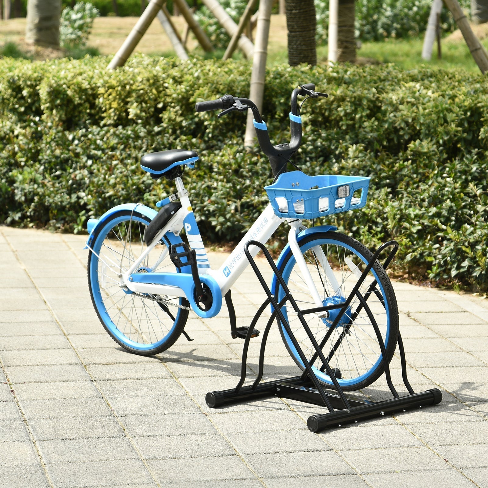 2 Rack Bicycle Floor Stand Bike Parking Garage, Indoor and Outdoor Storage Bike Parking Stands   at Gallery Canada