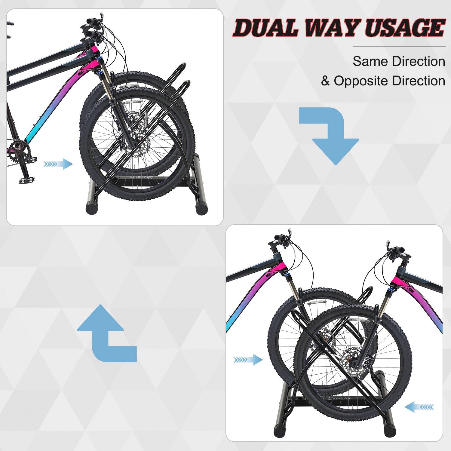 2 Rack Bicycle Floor Stand Bike Parking Garage, Indoor and Outdoor Storage Bike Parking Stands   at Gallery Canada