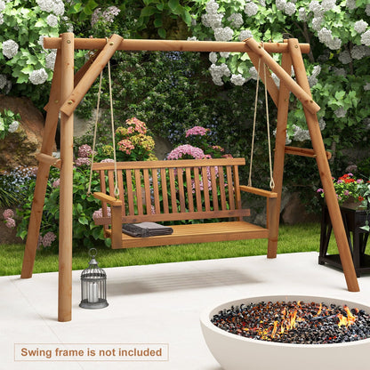 2-Seat Acacia Wood Porch Swing Bench with 2 Hanging Hemp Ropes, Natural Porch Swings   at Gallery Canada