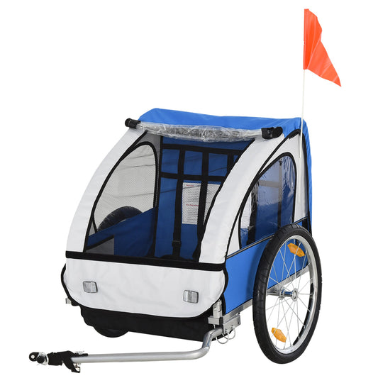 2-Seat Child Bike Trailer for Kids with a Strong Steel Frame, 5-Point Safety Harnesses, &; Comfortable Seat, Blue Kids Bike Trailers   at Gallery Canada