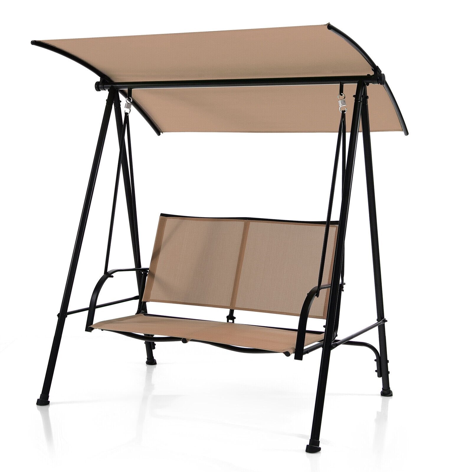 2-Seat Outdoor Canopy Swing with Comfortable Fabric Seat and Heavy-duty Metal Frame, Beige Porch Swings   at Gallery Canada