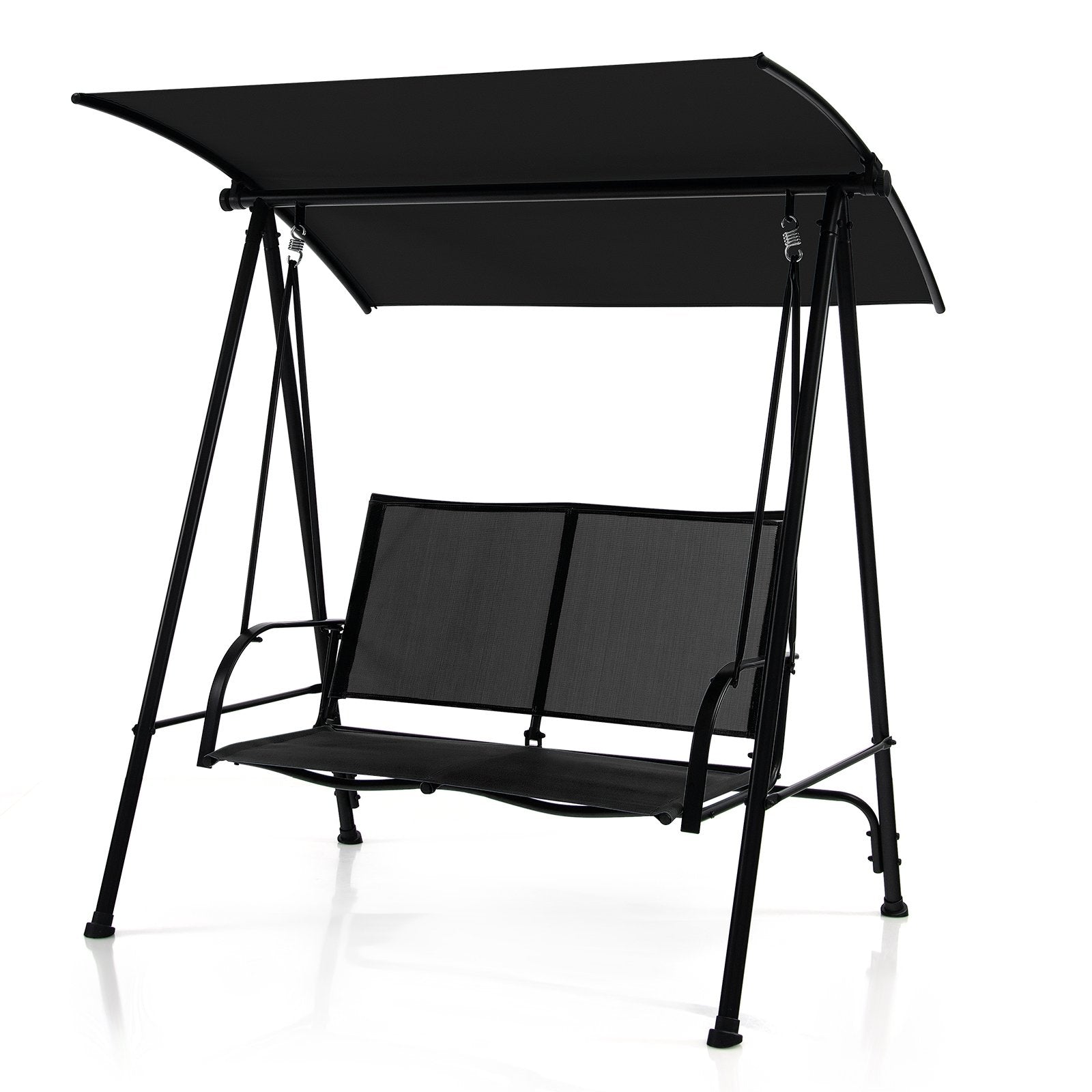 2-Seat Outdoor Canopy Swing with Comfortable Fabric Seat and Heavy-duty Metal Frame, Black Porch Swings   at Gallery Canada