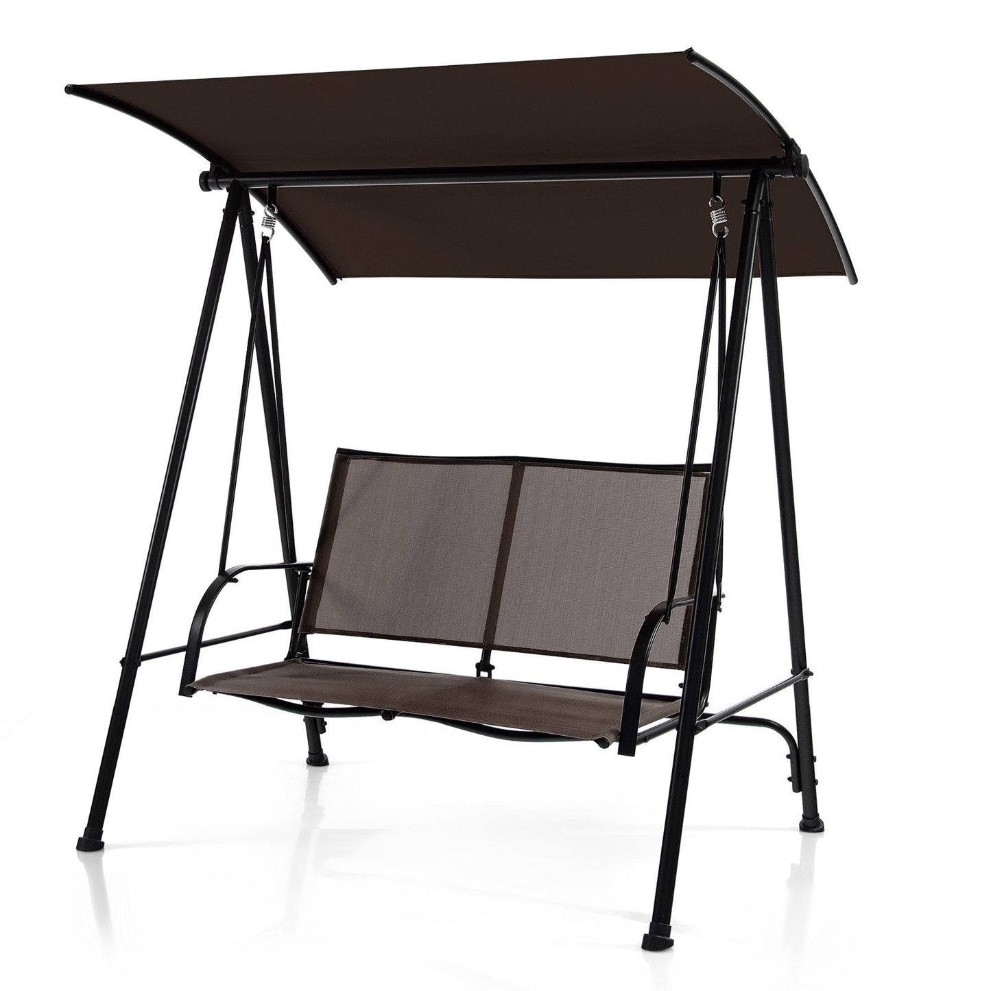 2-Seat Outdoor Canopy Swing with Comfortable Fabric Seat and Heavy-duty Metal Frame, Brown Porch Swings   at Gallery Canada