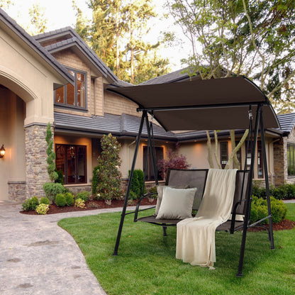 2-Seat Outdoor Canopy Swing with Comfortable Fabric Seat and Heavy-duty Metal Frame, Brown Porch Swings   at Gallery Canada