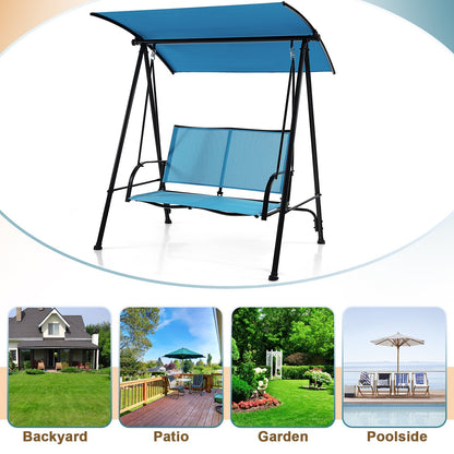 2-Seat Outdoor Canopy Swing with Comfortable Fabric Seat and Heavy-duty Metal Frame, Navy Porch Swings   at Gallery Canada