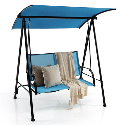 2-Seat Outdoor Canopy Swing with Comfortable Fabric Seat and Heavy-duty Metal Frame, Navy Porch Swings   at Gallery Canada