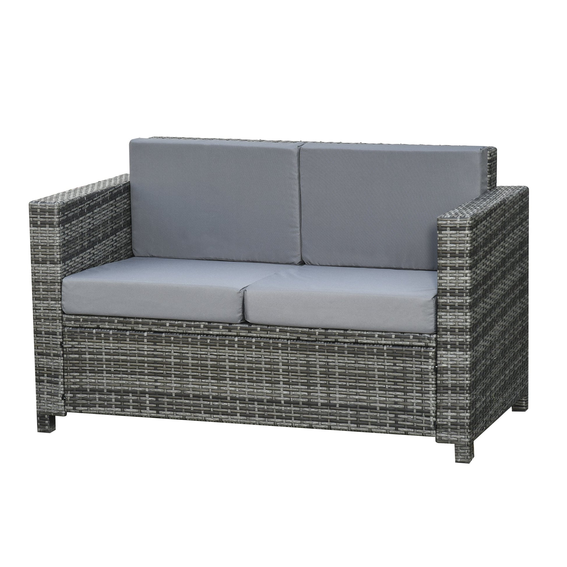 2 Seat Patio Loveseat Deluxe Wicker Sofa Chair Outdoor Rattan Furniture Couch All Weather with Cushion for Balcony, Deck, Garden and Poolside, Grey Patio Furniture Sets Multi Colour  at Gallery Canada