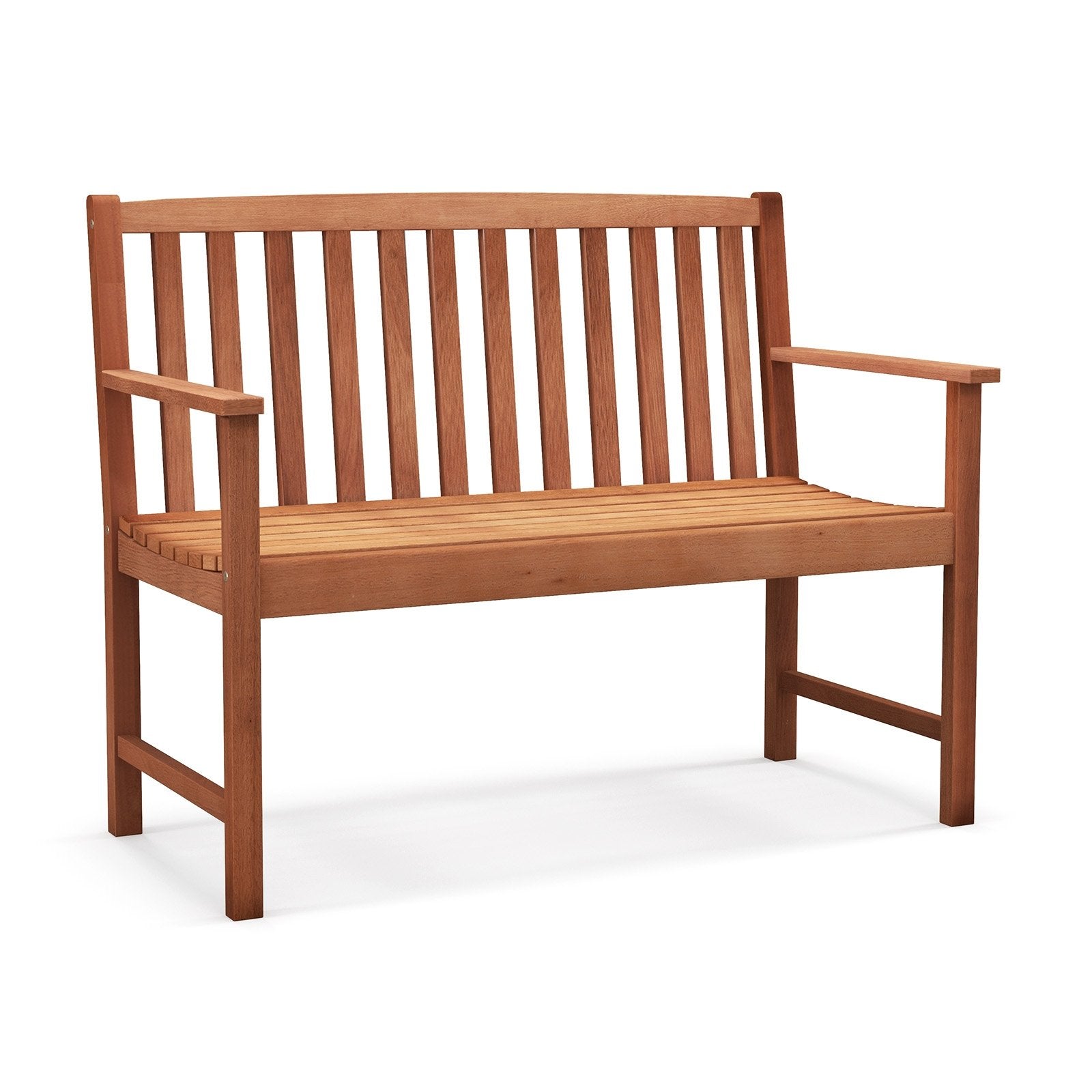 2-Seat Patio Wood Bench with Cozy Armrests and Backrest, Natural Outdoor Benches   at Gallery Canada