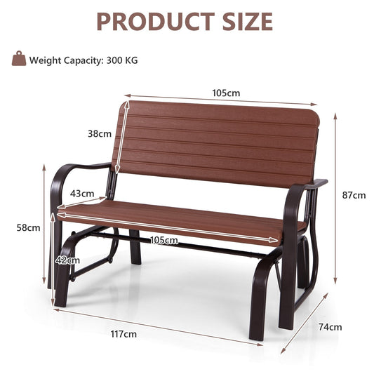 2-Seat Porch Glider with HDPE Back Seat and Steel Frame, Brown Patio Rocking Chairs & Gliders   at Gallery Canada