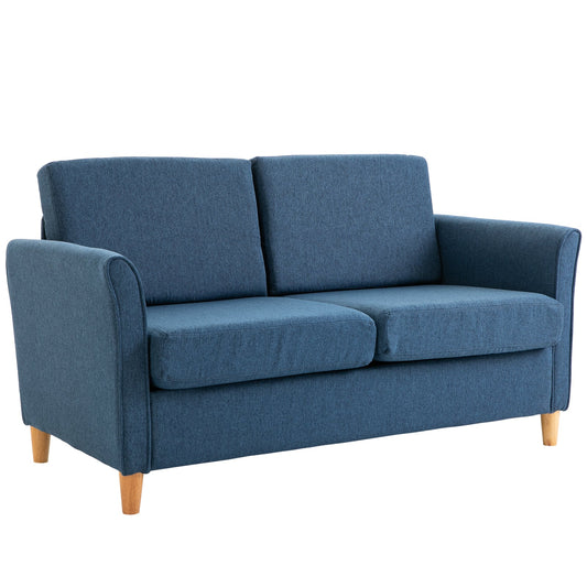 2-Seat Sofa Two-Seater Couch with Armrests and Wood Legs for Living Room, Bedroom, Blue 2-Seater Sofas   at Gallery Canada