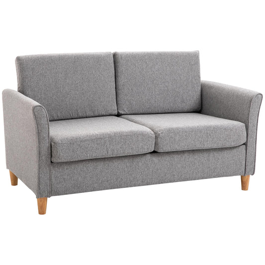 2-Seat Sofa Two-Seater Couch with Armrests and Wood Legs for Living Room, Bedroom, Light Grey 2-Seater Sofas Light Grey  at Gallery Canada