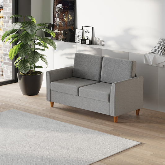 2-Seat Sofa Two-Seater Couch with Armrests and Wood Legs for Living Room, Bedroom, Light Grey 2-Seater Sofas Light Grey  at Gallery Canada