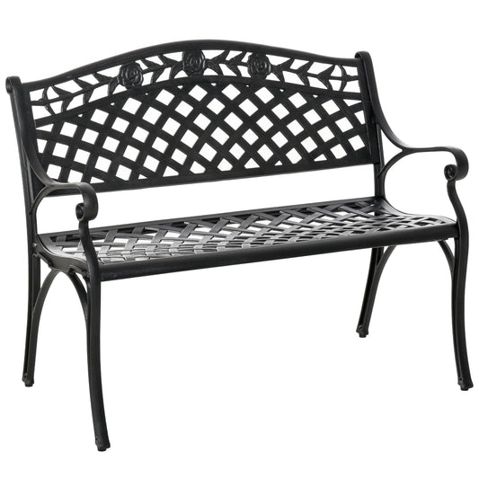 2-seater Aluminum Garden Bench Outdoor Loveseat Chair for Outdoor, Patio, Yard, Lawn with Floral Pattern - Gallery Canada