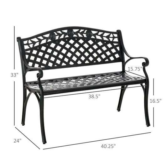 2-seater Aluminum Garden Bench Outdoor Loveseat Chair for Outdoor, Patio, Yard, Lawn with Floral Pattern - Gallery Canada