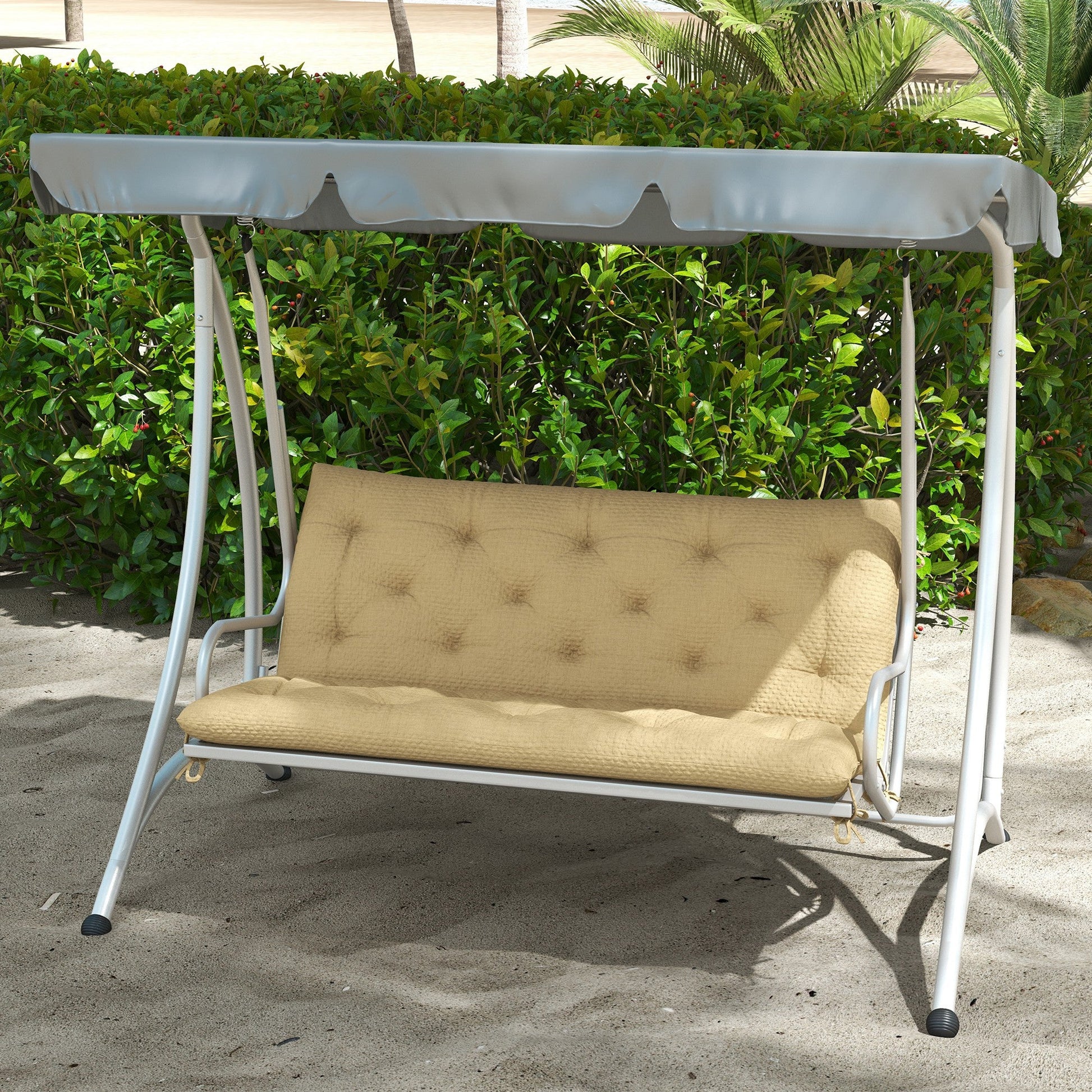 2 Seater Garden Bench Cushions With Backrest for Garden Patio, Khaki Patio Chair Cushions   at Gallery Canada