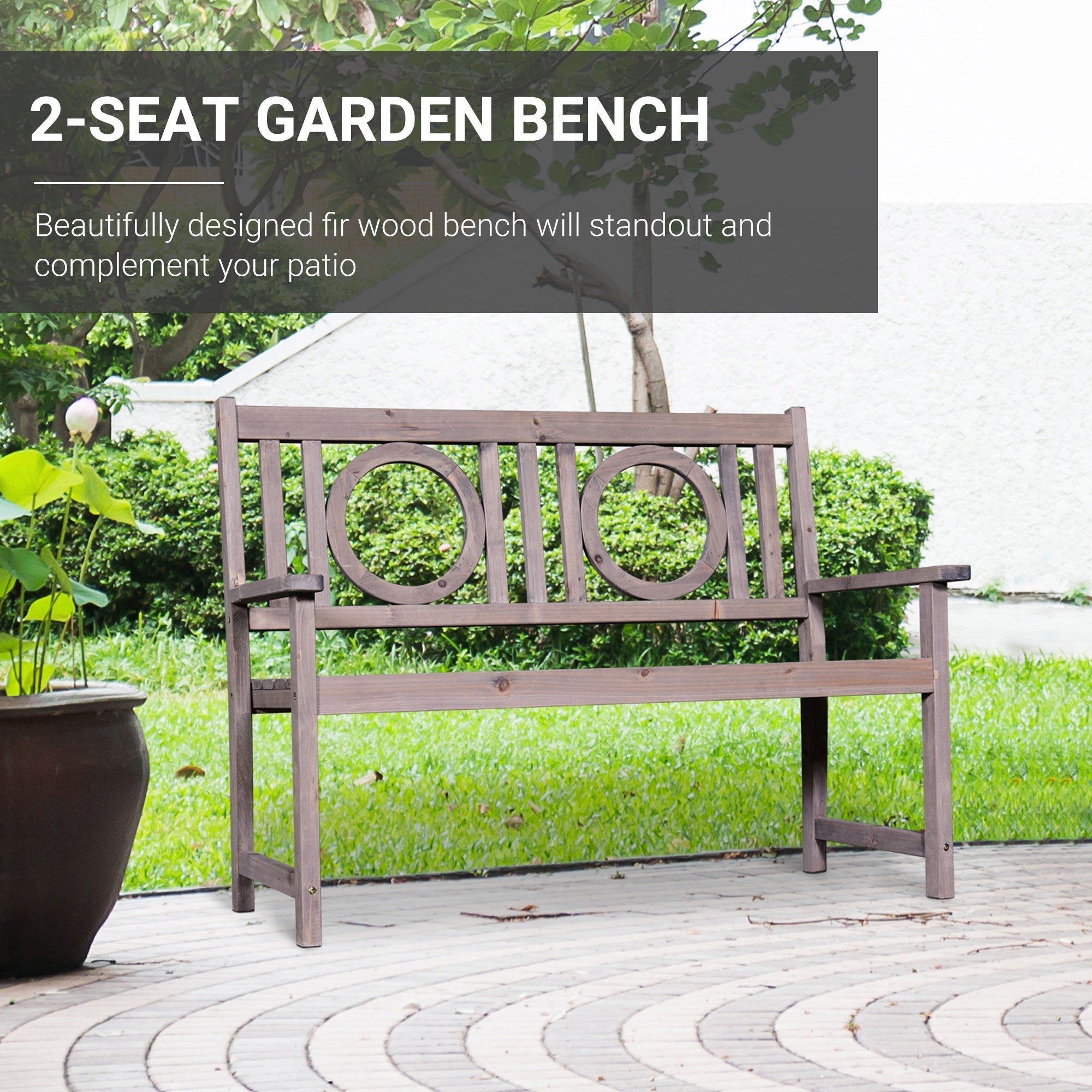 2-Seater Garden Bench Solid Fir Wood Porch Loveseat Chair for Garden Patio Outdoor Furniture Outdoor Benches   at Gallery Canada