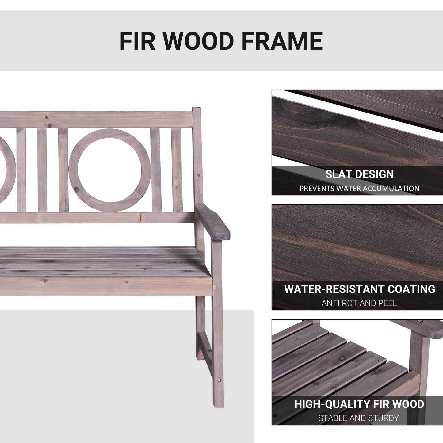 2-Seater Garden Bench Solid Fir Wood Porch Loveseat Chair for Garden Patio Outdoor Furniture Outdoor Benches   at Gallery Canada