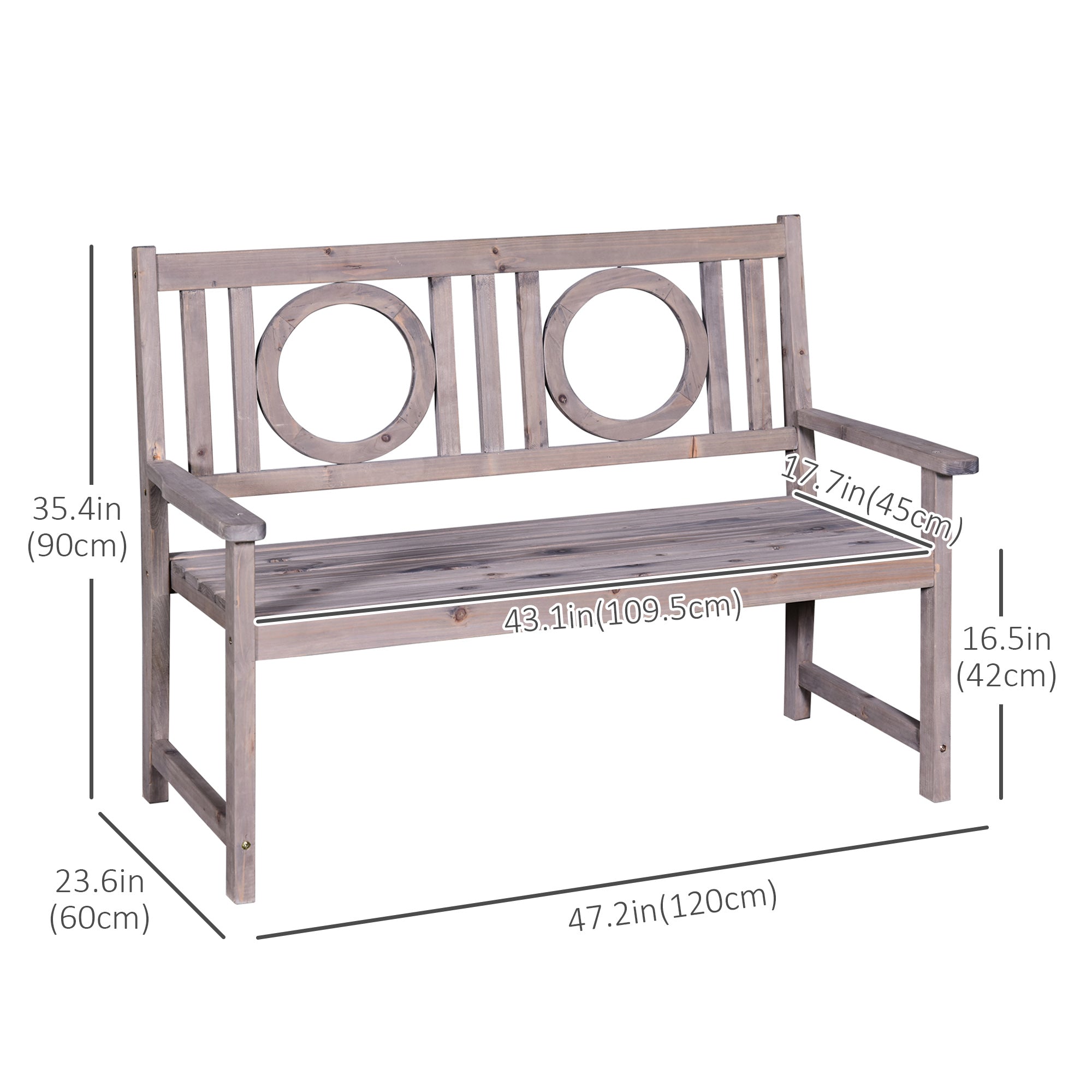 2-Seater Garden Bench Solid Fir Wood Porch Loveseat Chair for Garden Patio Outdoor Furniture Outdoor Benches   at Gallery Canada