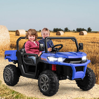 2-Seater Kids Ride On Dump Truck with Dump Bed and Shovel, Blue Powered Ride On Toys   at Gallery Canada