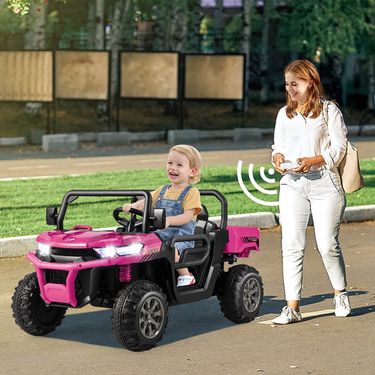 2-Seater Kids Ride On Dump Truck with Dump Bed and Shovel, Pink Powered Ride On Toys   at Gallery Canada