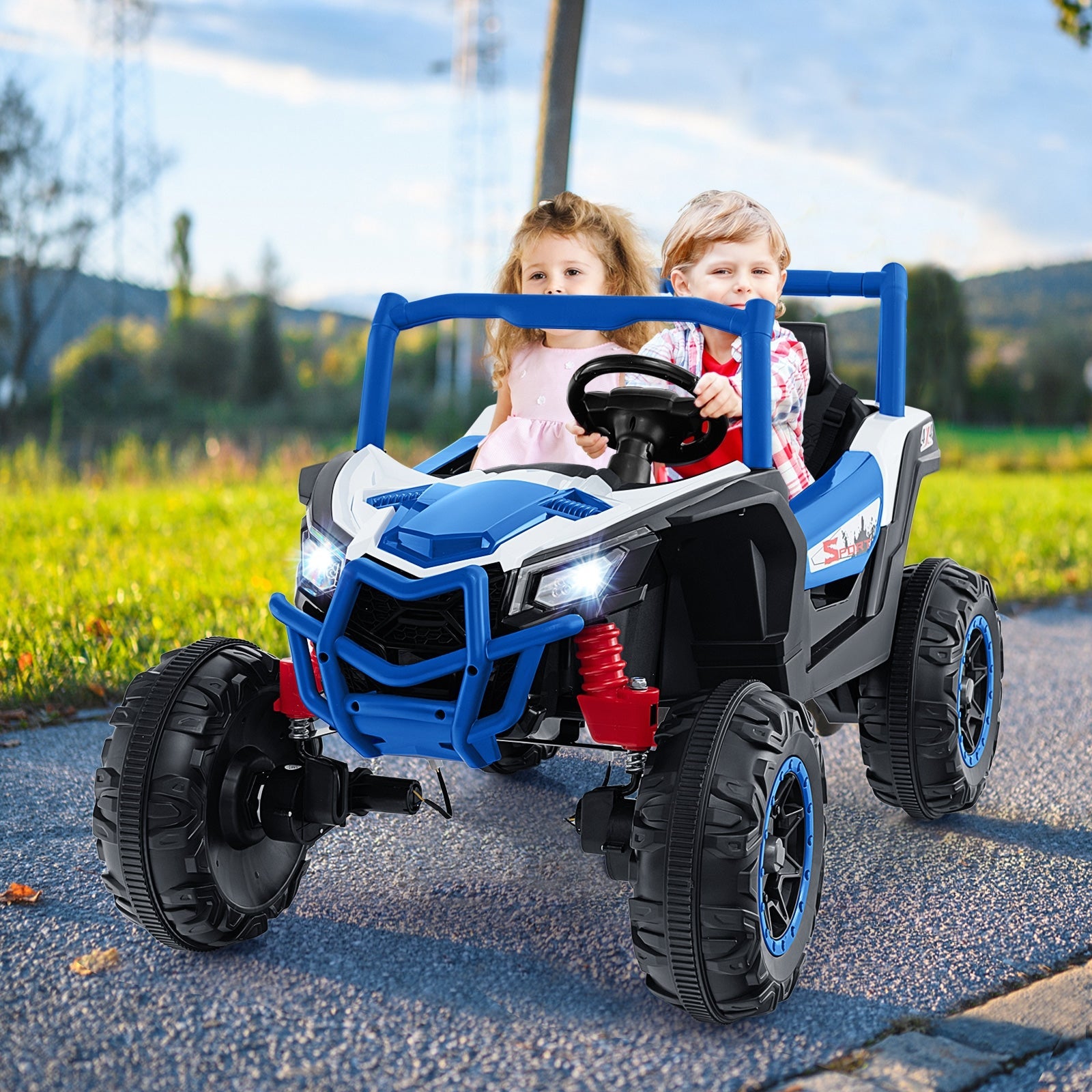 2-Seater Kids Ride on UTV with 2.4G Remote Control for over 3 Years Old Children, Navy Powered Ride On Toys   at Gallery Canada