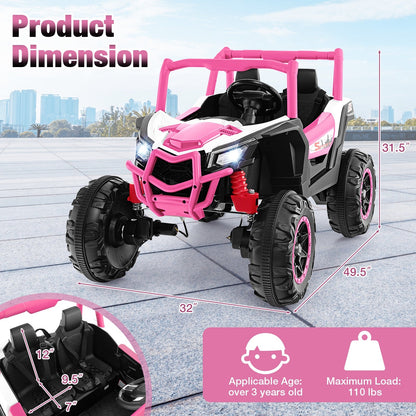 2-Seater Kids Ride on UTV with 2.4G Remote Control for over 3 Years Old Children, Pink Powered Ride On Toys   at Gallery Canada