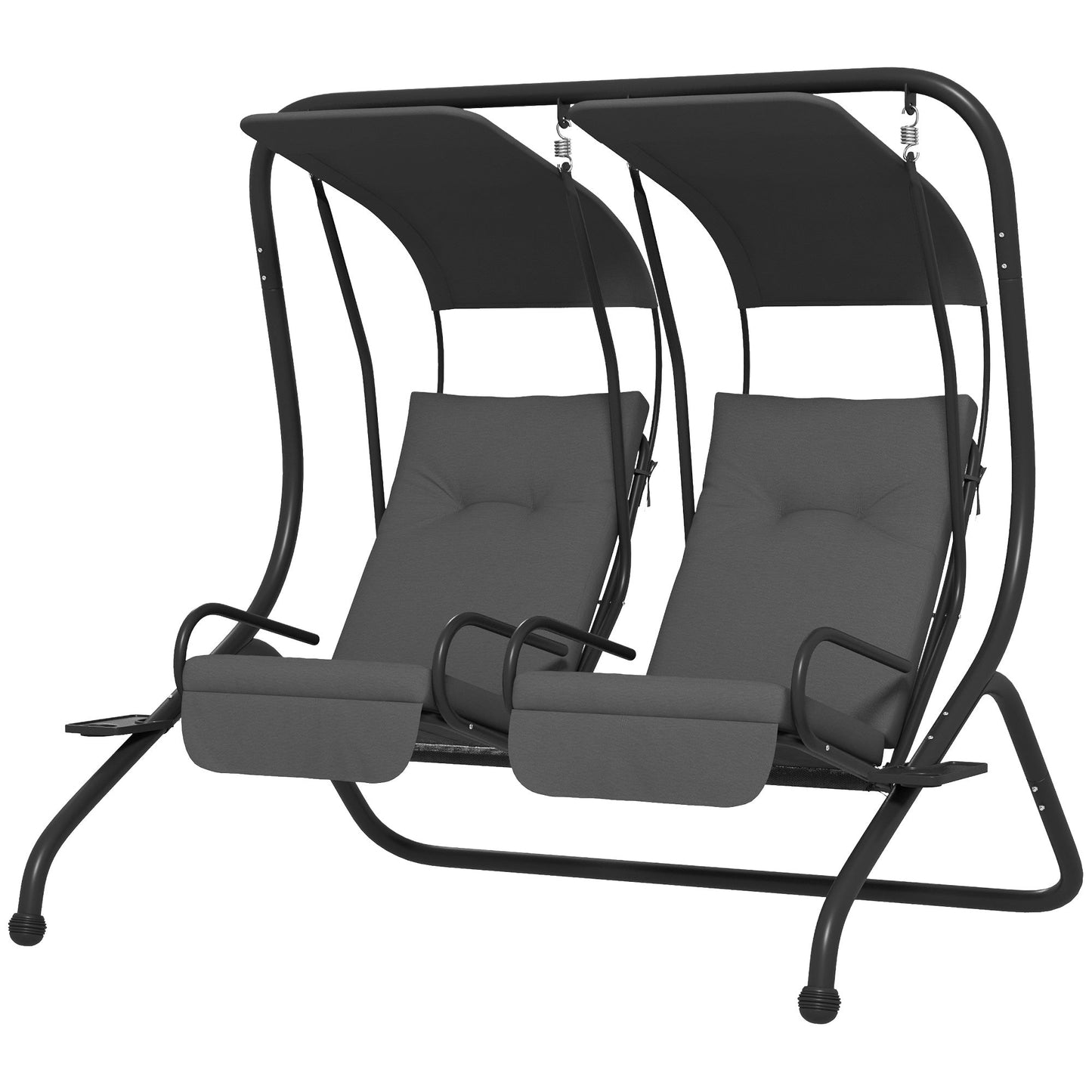 2-Seater Outdoor Porch Swing with Canopy, Patio Swing Chair for Garden, Poolside, Backyard, Grey Patio Swings with Stand Grey  at Gallery Canada