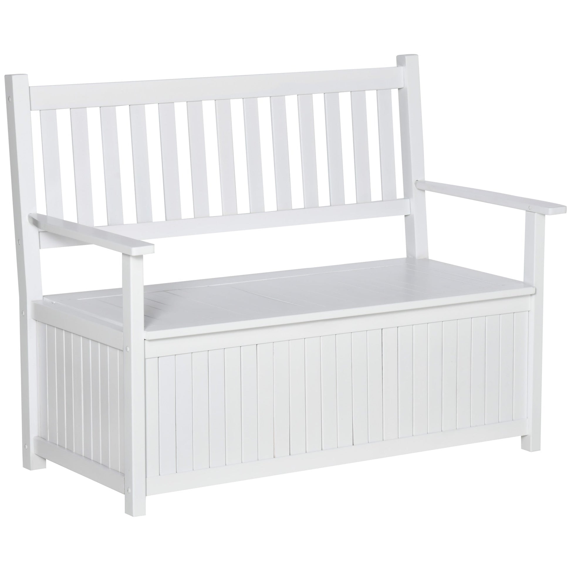 2-Seater Storage Garden Bench, Outdoor Patio Seating Furniture, Deck Box with Inner for Patio, Porch or Balcony, White Outdoor Benches White  at Gallery Canada