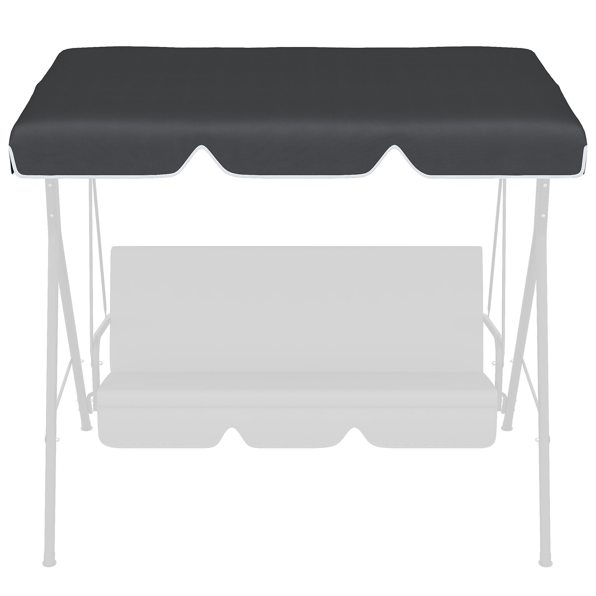 2 Seater Swing Canopy Replacement, Outdoor Swing Seat Top Cover, UV50+ Sun Shade (Canopy Only), Black Porch Swings with Canopy   at Gallery Canada